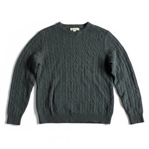 Elliot Mulryan Cashmere Cable Knit Sweater Dark Green Crewneck Size XL